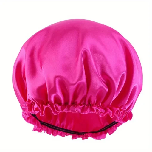 Wide Elastic Band Hair Bonnet - Black - Image 2