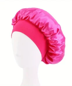 Wide Elastic Band Hair Bonnet - Rose Red